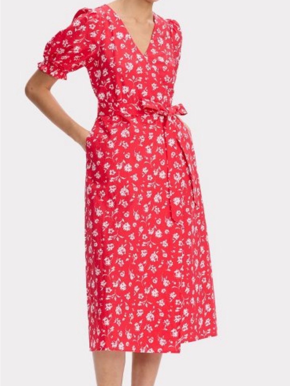 Universal Thread Red Floral Midi Wrap Dress